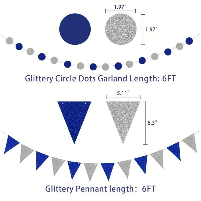 Navy & Silvery Birthday Decorations - Happy Birthday Party Supplies