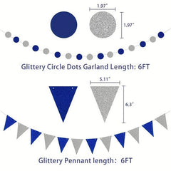 Navy & Silvery Birthday Decorations - Happy Birthday Party Supplies