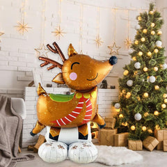 2pcs Standing Reindeer Foil Balloons 37in 26in Base Home Party Decor
