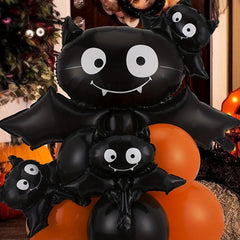 13pcs Halloween Bat Column Balloons Orange Bat Balloons Halloween Decor