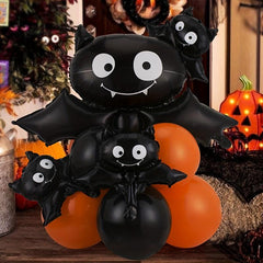 13pcs Halloween Bat Column Balloons Orange Bat Balloons Halloween Decor