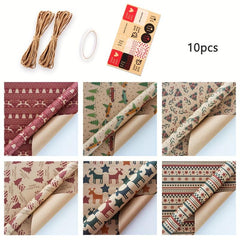 10pcs Santa Claus Christmas Tree Gift Wrapping Set