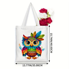 OWL Pattern Canvas Tote Bag - Anime Shoulder Handbag