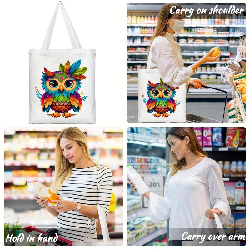 OWL Pattern Canvas Tote Bag - Anime Shoulder Handbag