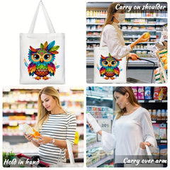 OWL Pattern Canvas Tote Bag - Anime Shoulder Handbag