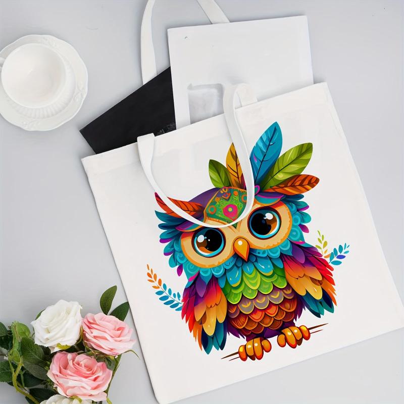 OWL Pattern Canvas Tote Bag - Anime Shoulder Handbag