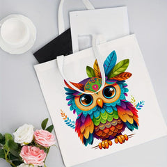 OWL Pattern Canvas Tote Bag - Anime Shoulder Handbag