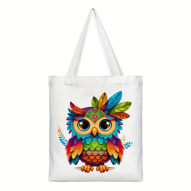 OWL Pattern Canvas Tote Bag - Anime Shoulder Handbag
