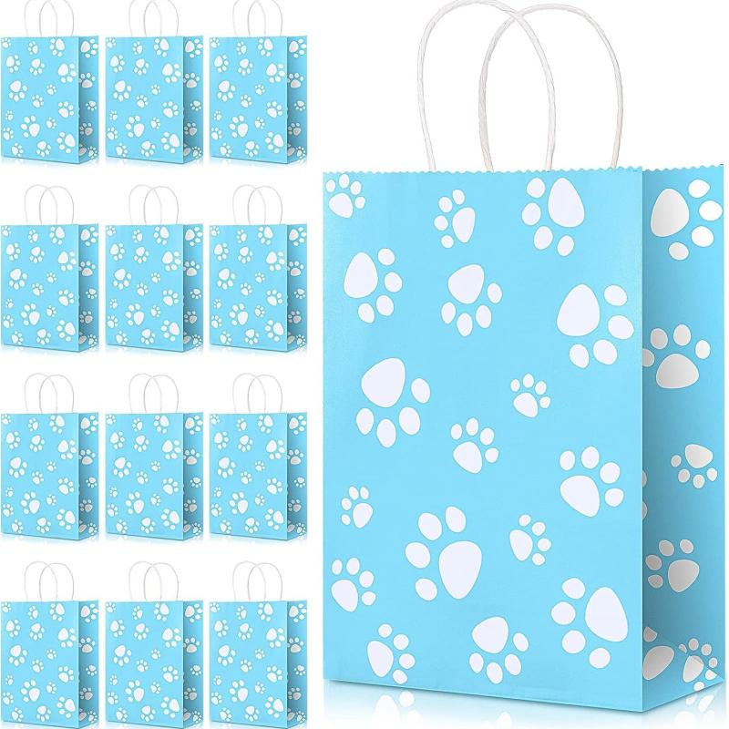 20pcs Dog Paw Print Gift Paper Bags Dog Party Favors