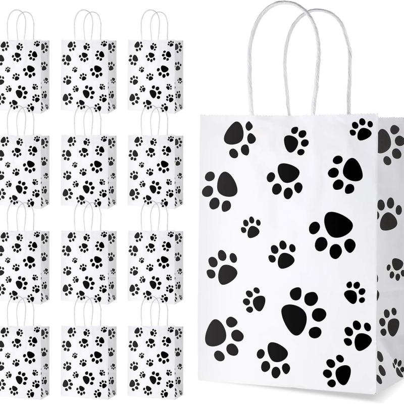 20pcs Dog Paw Print Gift Paper Bags Dog Party Favors
