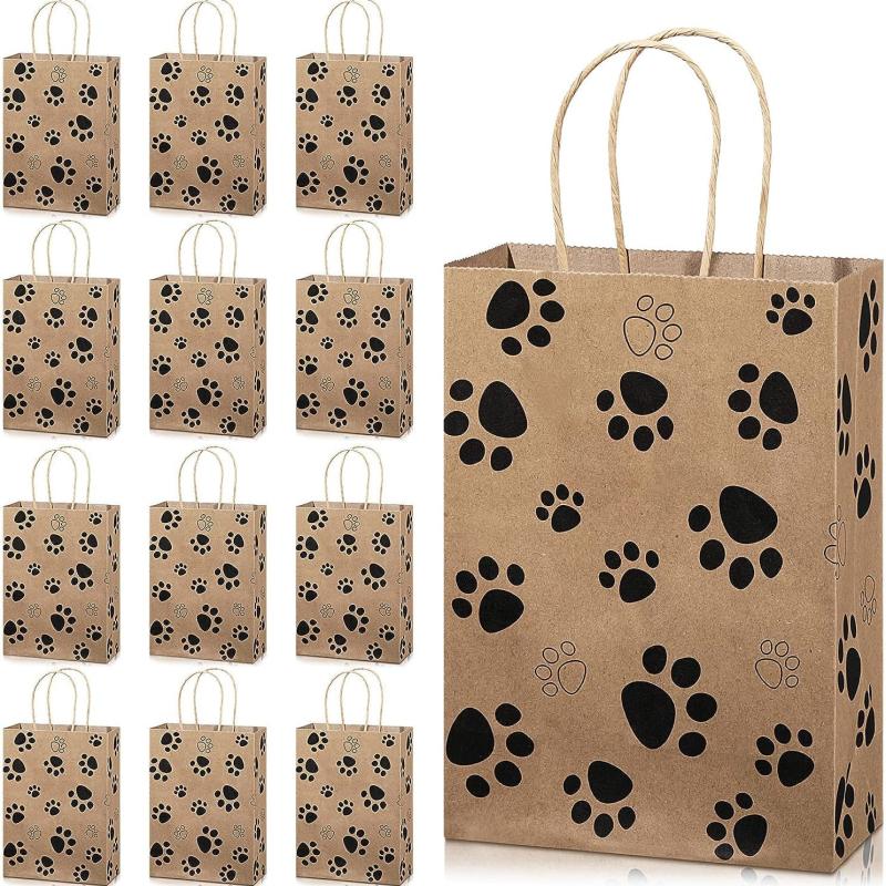 20pcs Dog Paw Print Gift Paper Bags Dog Party Favors