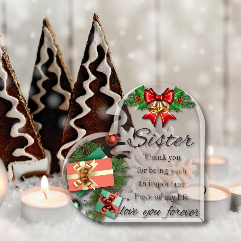Heart Shaped Acrylic Christmas Gift For Sister - Happy Birthday Gift For Sister