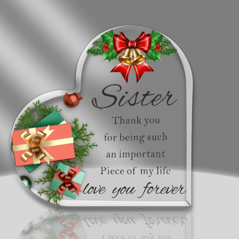 Heart Shaped Acrylic Christmas Gift For Sister - Happy Birthday Gift For Sister