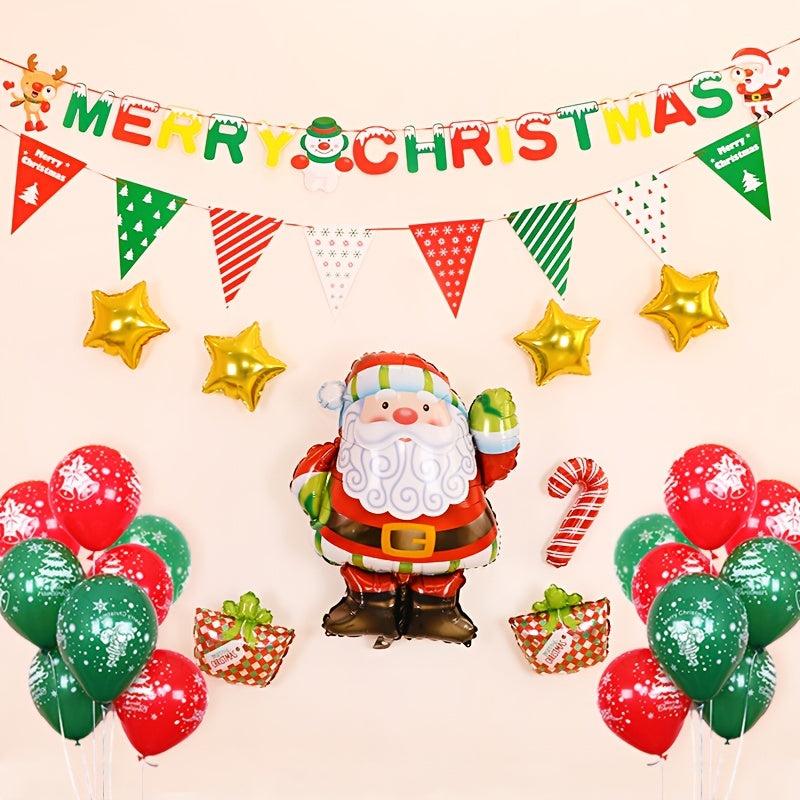 Christmas Party Balloon Set Santa Claus Elf Elk Foil Ballons Merry Christmas Dec