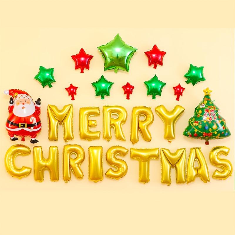 Christmas Party Balloon Set Santa Claus Elf Elk Foil Ballons Merry Christmas Dec