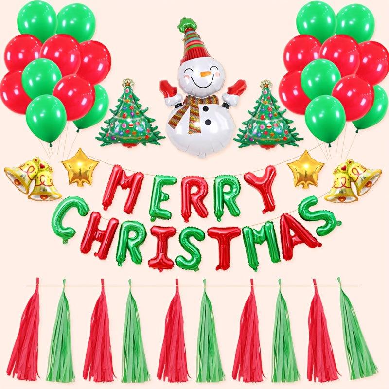 Christmas Party Balloon Set Santa Claus Elf Elk Foil Ballons Merry Christmas Dec