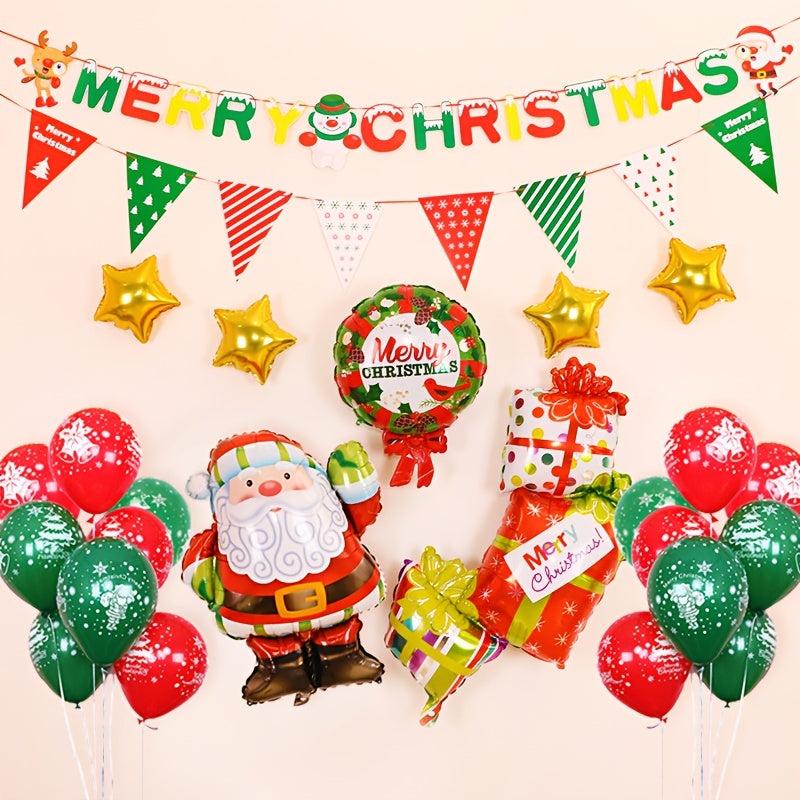 Christmas Party Balloon Set Santa Claus Elf Elk Foil Ballons Merry Christmas Dec