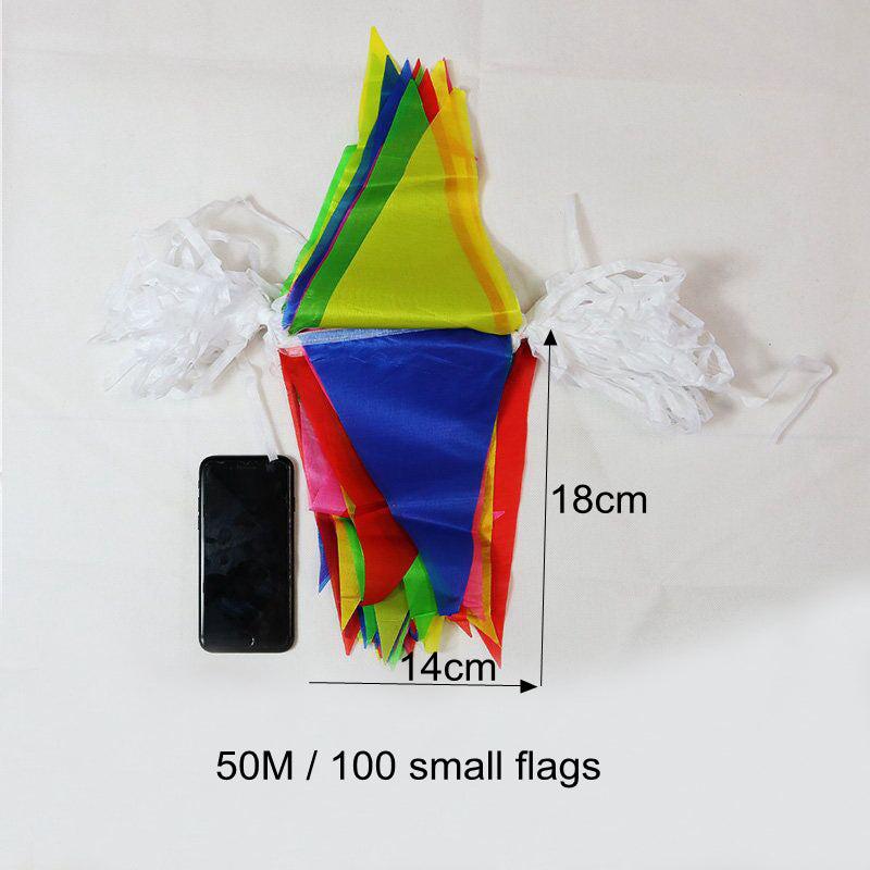 Multicolor Pennant Banner Flag Bunting Triangle Flags 50m