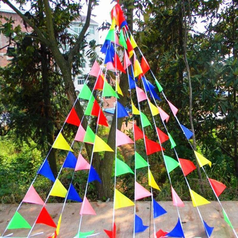 Multicolor Pennant Banner Flag Bunting Triangle Flags 50m
