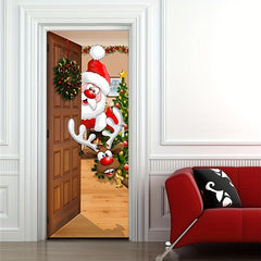 Christmas Santa Claus Door Cover Xmas Door Hanging Banner