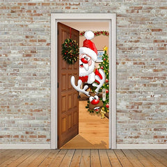 Christmas Santa Claus Door Cover Xmas Door Hanging Banner