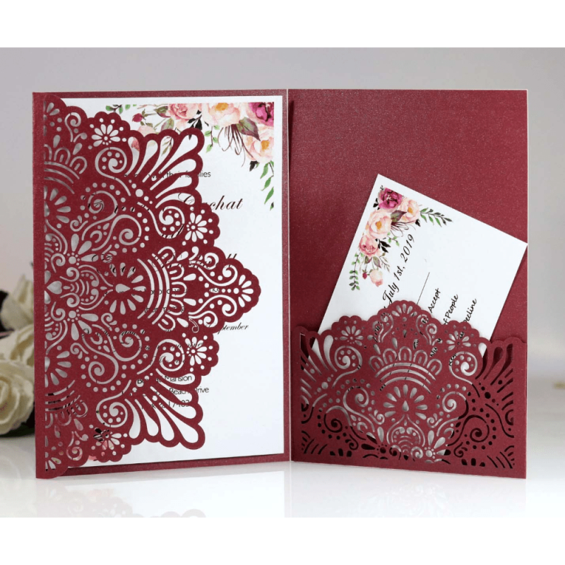 10pcs Tri Fold Wedding Invitation Card with Envelope for Birthday Marriage Party
