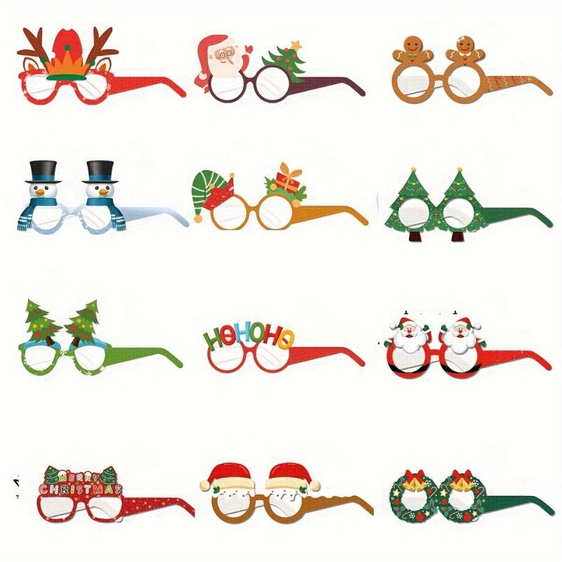 12pcs 3D Christmas Party Glasses Santa Claus Snowman Tree Photo Props