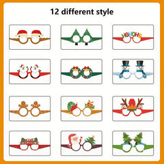 12pcs 3D Christmas Party Glasses Santa Claus Snowman Tree Photo Props