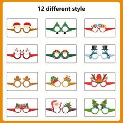12pcs 3D Christmas Party Glasses Santa Claus Snowman Tree Photo Props