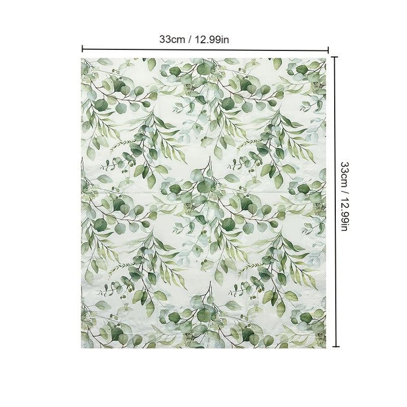 20pcs Eucalyptus Flower Napkins Warm Blessing Guest Paper Dinner Wedding