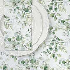 20pcs Eucalyptus Flower Napkins Warm Blessing Guest Paper Dinner Wedding