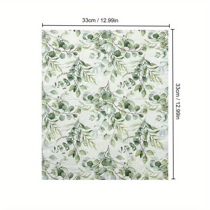 20pcs Eucalyptus Flower Napkins Warm Blessing Guest Paper Dinner Wedding