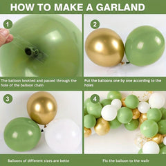 153pcs Avocado Khaki Golden Latex Balloon for Party Decoration