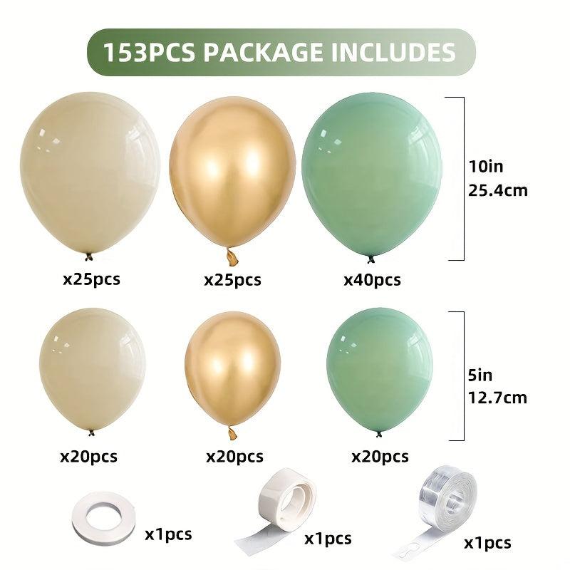 153pcs Avocado Khaki Golden Latex Balloon for Party Decoration