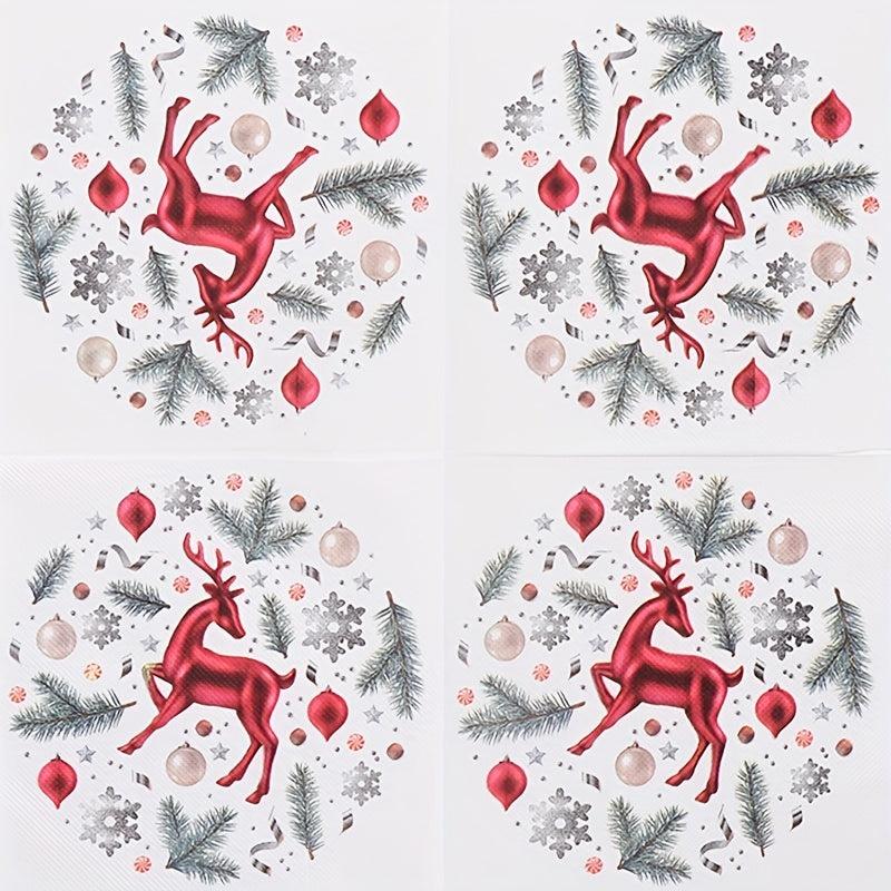 20pcs Christmas Paper Napkins Holidays Dinner Party Supplies Guest Towels