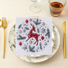 20pcs Christmas Paper Napkins Holidays Dinner Party Supplies Guest Towels