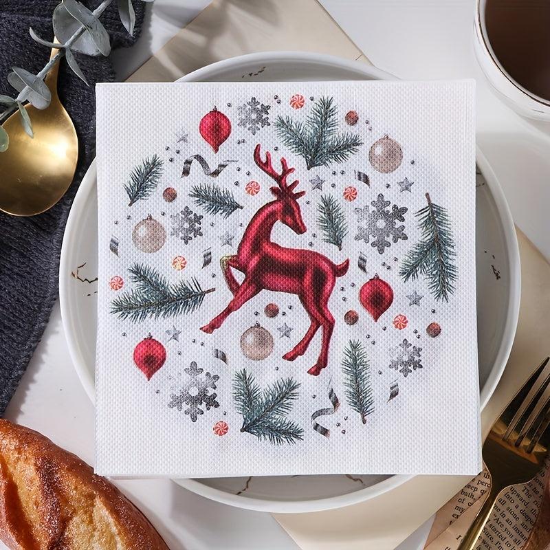 20pcs Christmas Paper Napkins Holidays Dinner Party Supplies Guest Towels
