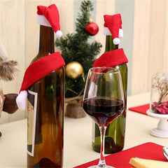 Christmas Wine Bottle Decoration Set Scarf Hat Navidad Home Decor