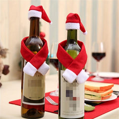 Christmas Wine Bottle Decoration Set Scarf Hat Navidad Home Decor