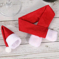 Christmas Wine Bottle Decoration Set Scarf Hat Navidad Home Decor