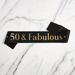 50th Birthday Sash Perfect Party Decoration for Men and Women