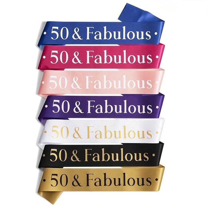 50th Birthday Sash Perfect Party Decoration for Men and Women