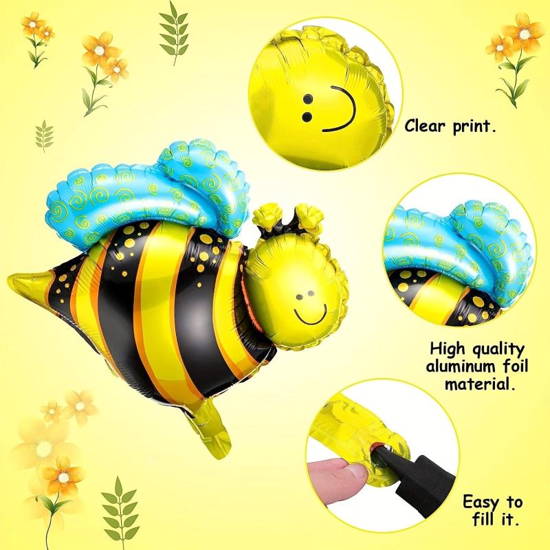 12pcs Bumblebee Foil Balloons 16 Inch for Weddings Birthdays Gender Reveals