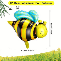 12pcs Bumblebee Foil Balloons 16 Inch for Weddings Birthdays Gender Reveals