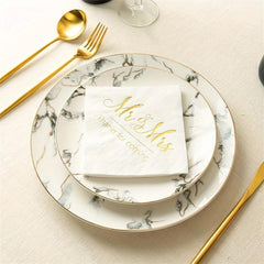 20pcs Mr And Mrs Wedding Napkins - Cocktail Beverage Dessert Napkins