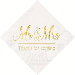 20pcs Mr And Mrs Wedding Napkins - Cocktail Beverage Dessert Napkins