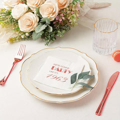 20pcs Rose 60th Birthday Cocktail Napkins for Party Dinnerware