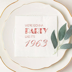 20pcs Rose 60th Birthday Cocktail Napkins for Party Dinnerware