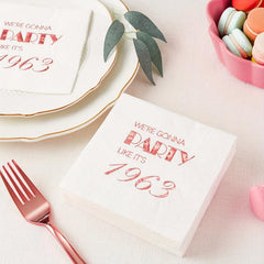 20pcs Rose 60th Birthday Cocktail Napkins for Party Dinnerware