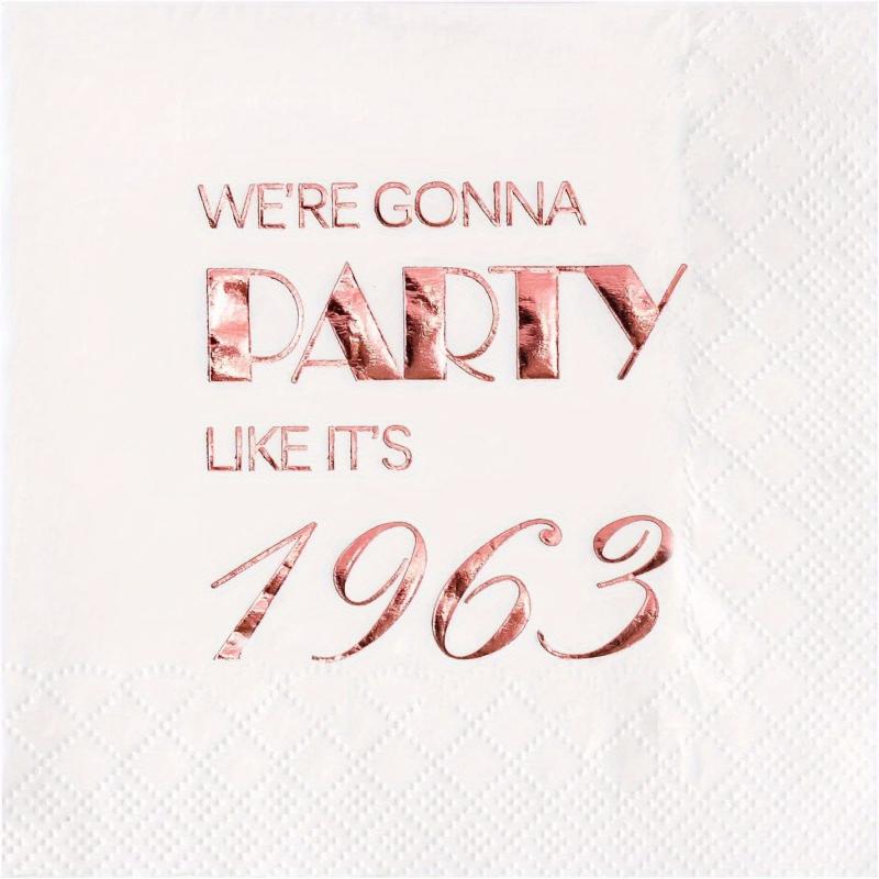 20pcs Rose 60th Birthday Cocktail Napkins for Party Dinnerware
